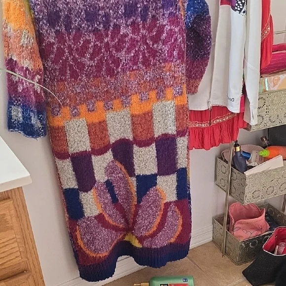 Free People Vibrant Multicolor Knit Cardigan Sweater Coat XS - Picture 6 of 6